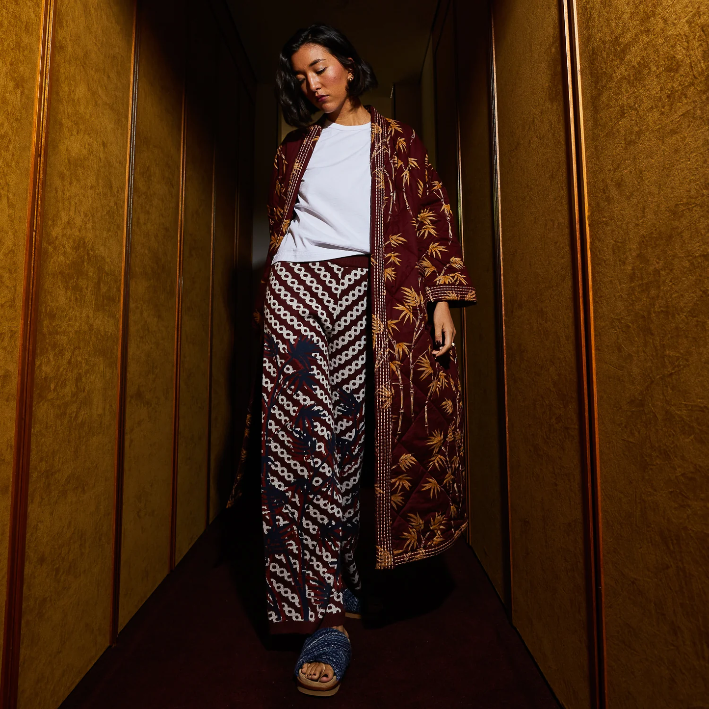 Aneta Quilted Robe - Rosewood