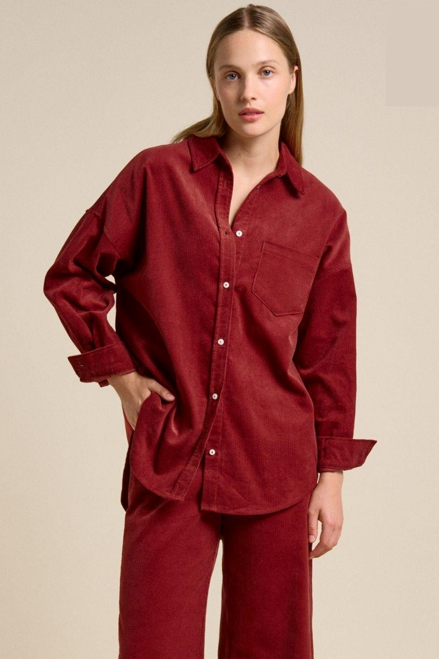 Khaite Cord Shirt - Cherry