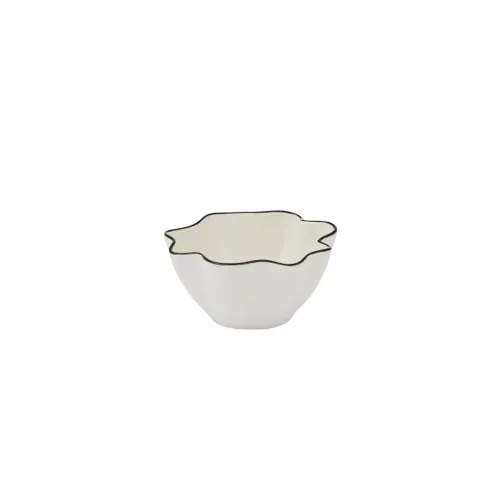 Winslow Ceramic Bowl in Ivory with Black trim - 10cm x 5cm