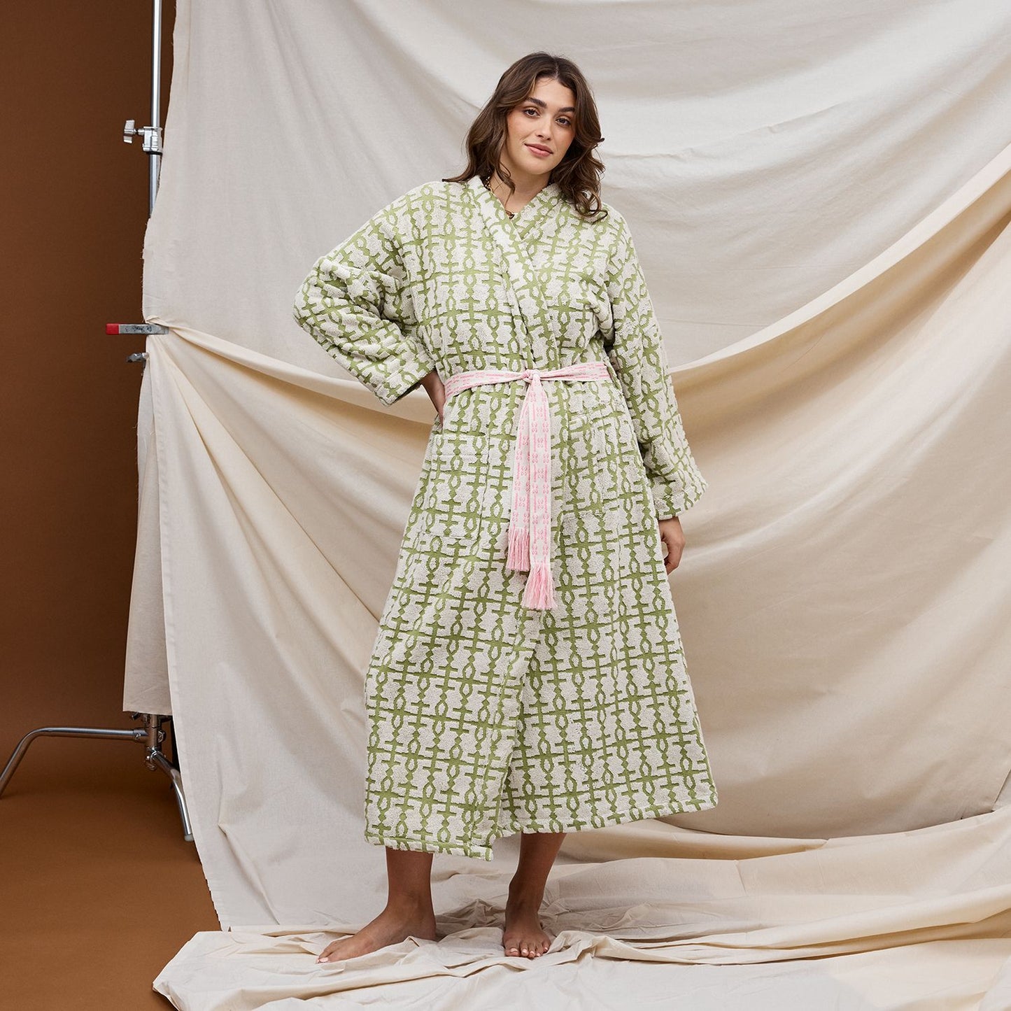 Amata Towelling Robe - Palm