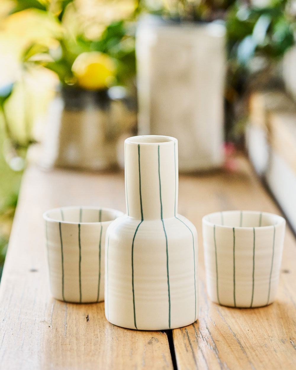 Carafe + 2 Cups Set - Coastal Junction Stripe