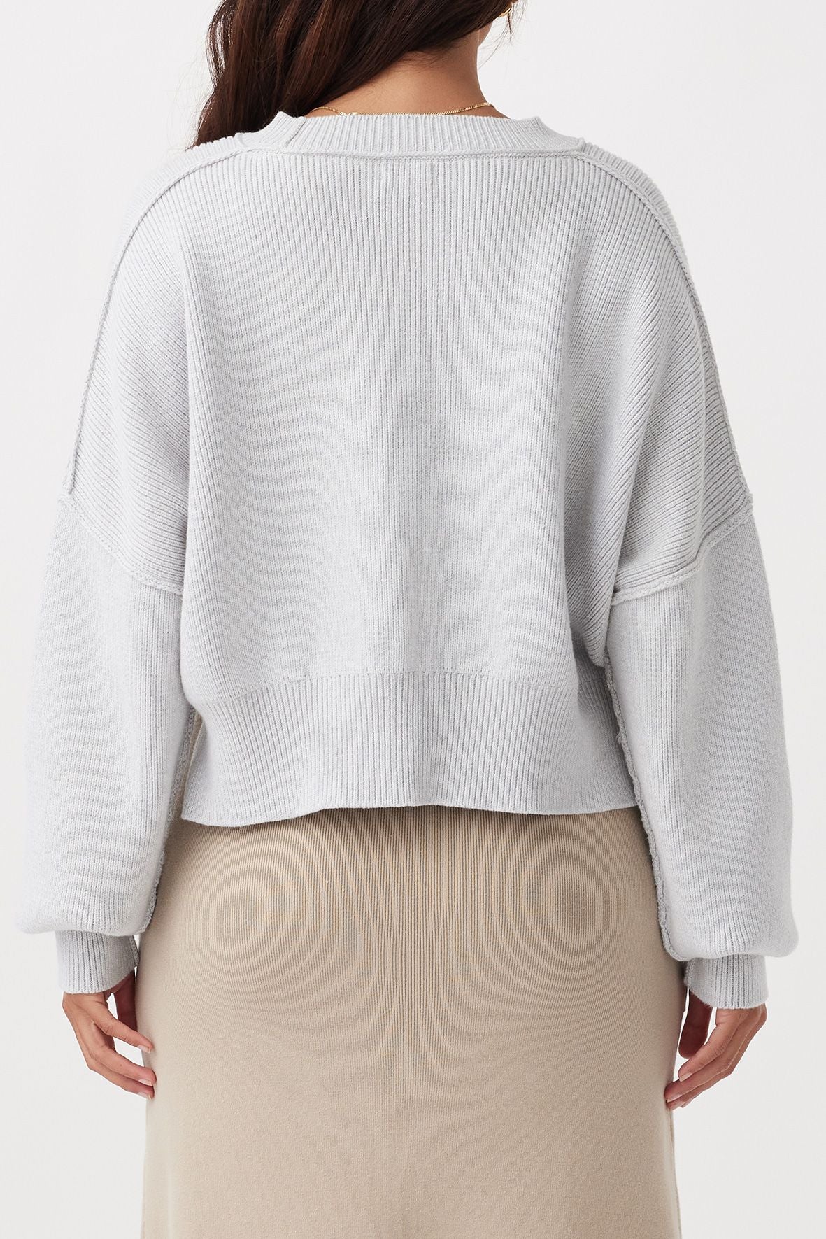 Harlo Cropped Sweater - Light Grey Marle