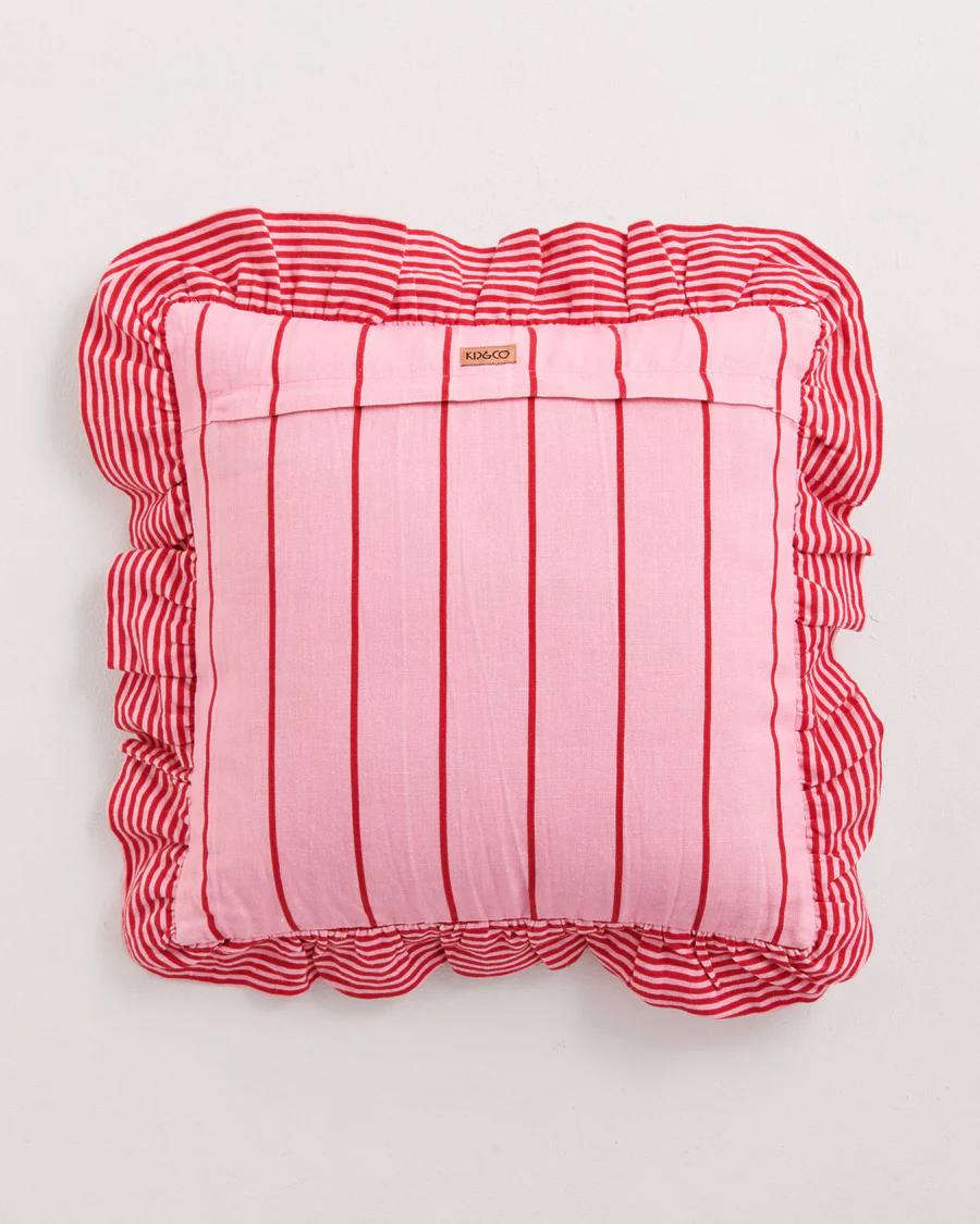 Iced Vovo Stripe Frill Upholstery Pea Cushion