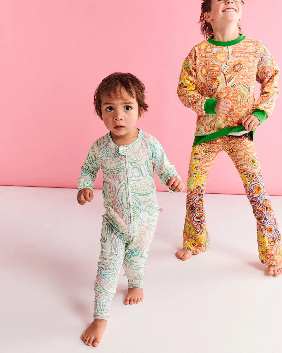 Tjala Tjukurpa Pastel Organic Long Sleeve Romper