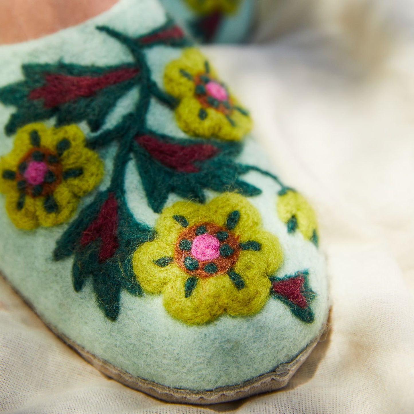 Marie Felt Slippers - Jade