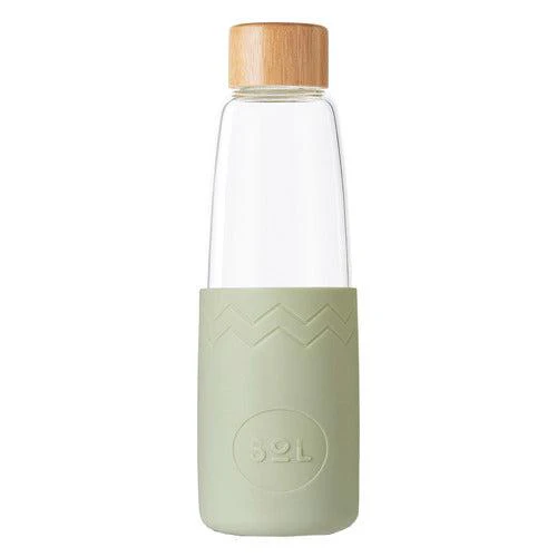Handblown Reusable Glass Drink Bottle - Sage