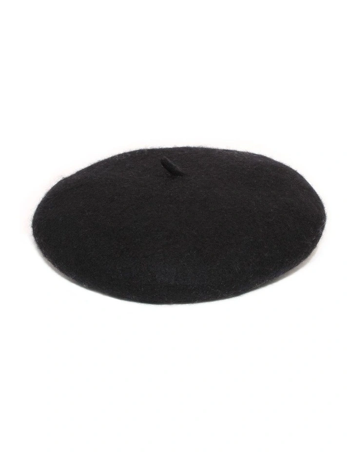 Lisa Wool Blend Beret - Black