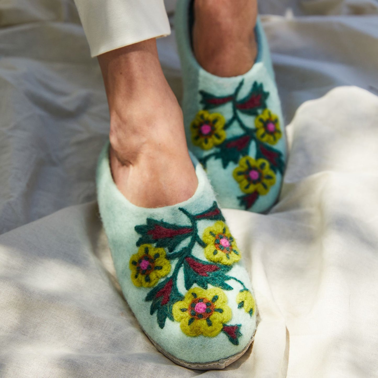 Marie Felt Slippers - Jade