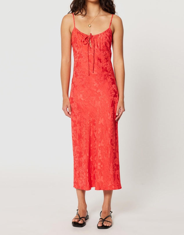 Georgie Slip Dress Jacquard - Cherry