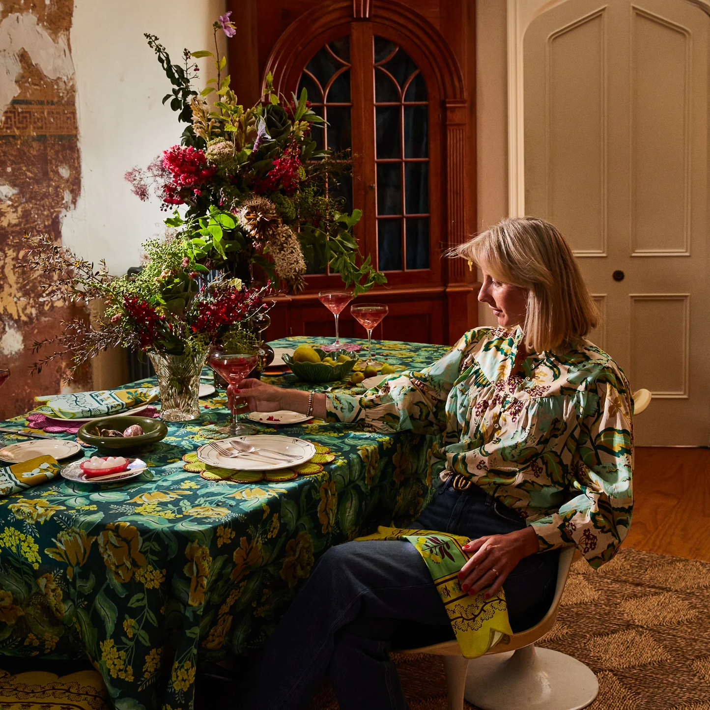Margot Linen Tablecloth - Forest