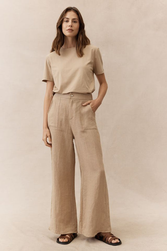 Jude Linen Pant - Taupe