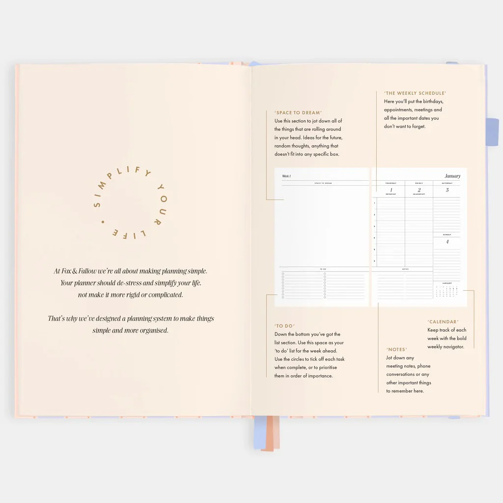 2026 A5 Horizontal Planner - Powder Stripe