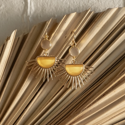 Sunray Drop Earrings - Sunshine Yellow