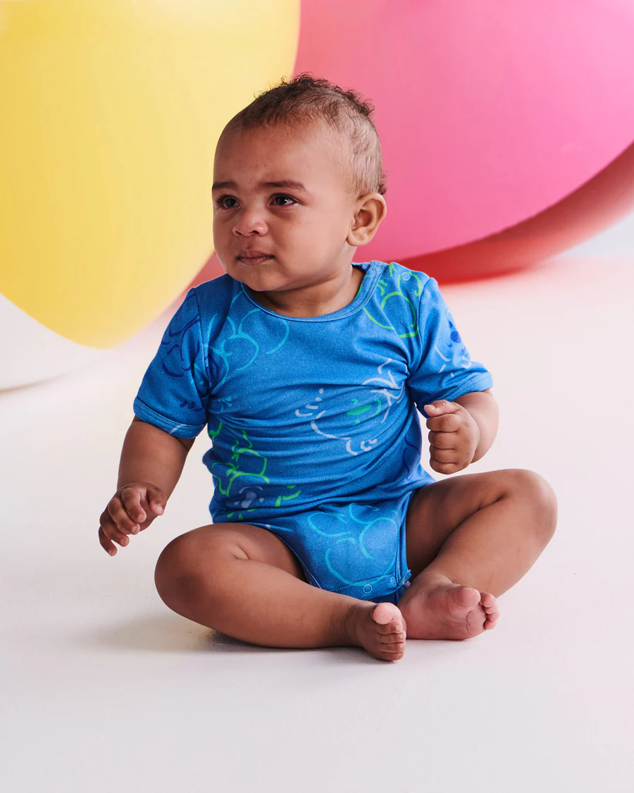 Kip & Co x Ken Done Koala Cuddles Blue - Organic Short Sleeve Romper