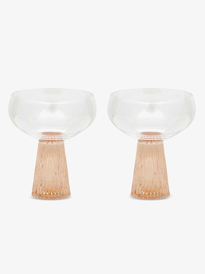 Giselle Ribbed Coupe - Set of 2 - Peach