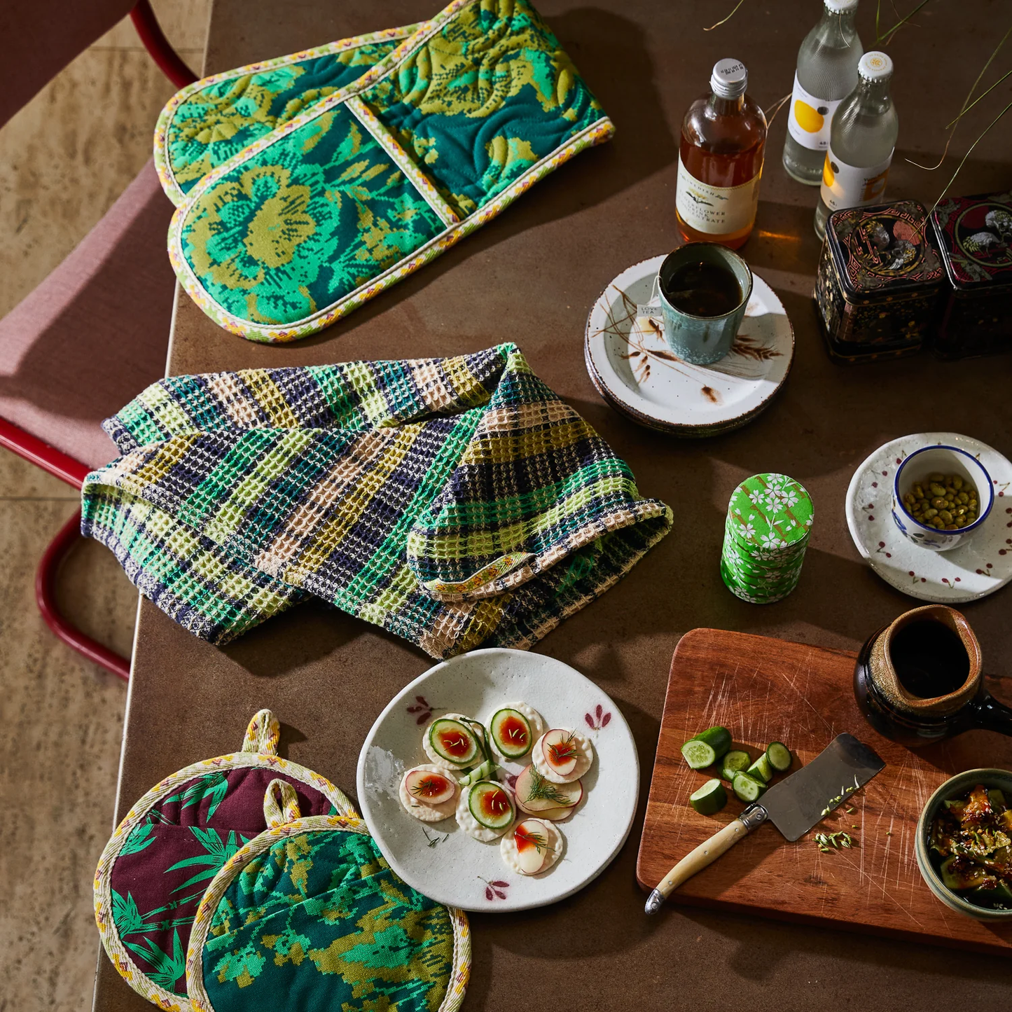 Stela Check Tea Towel - Verdant