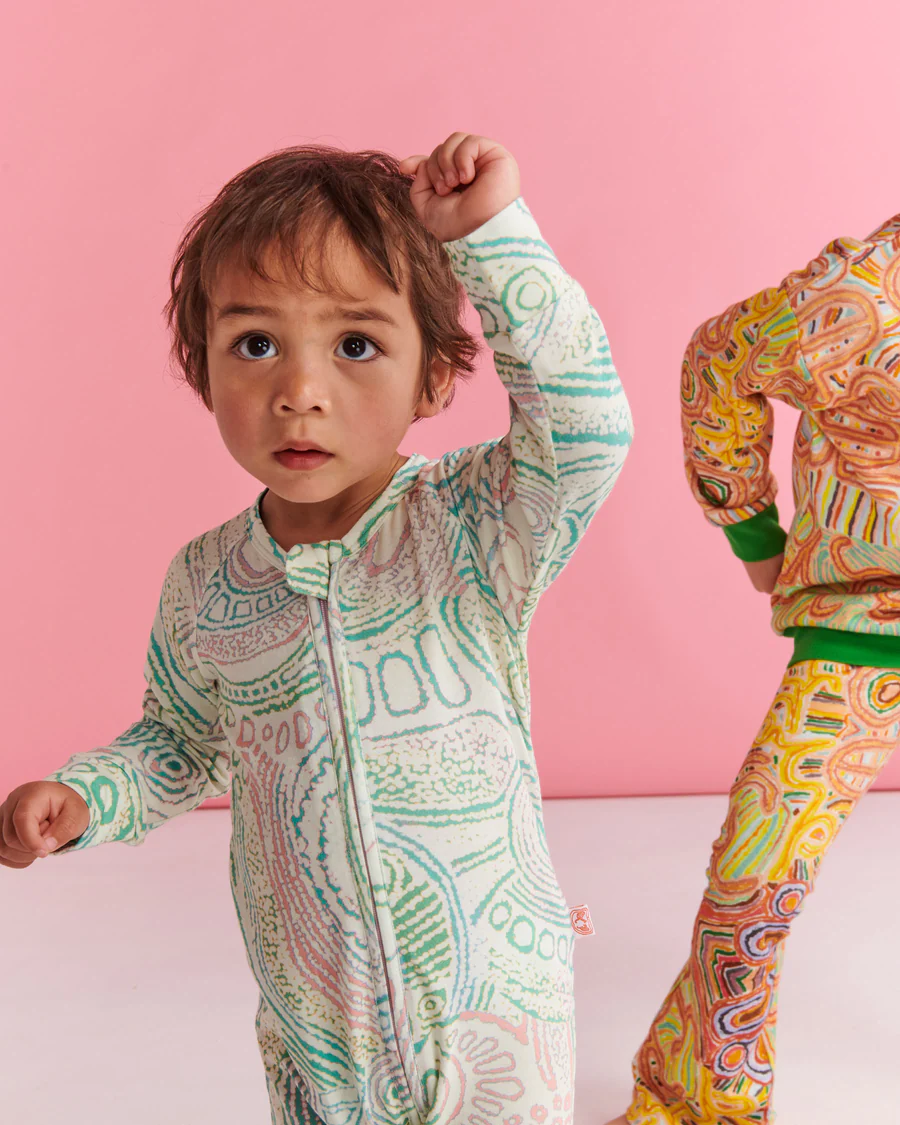 Tjala Tjukurpa Pastel Organic Long Sleeve Romper