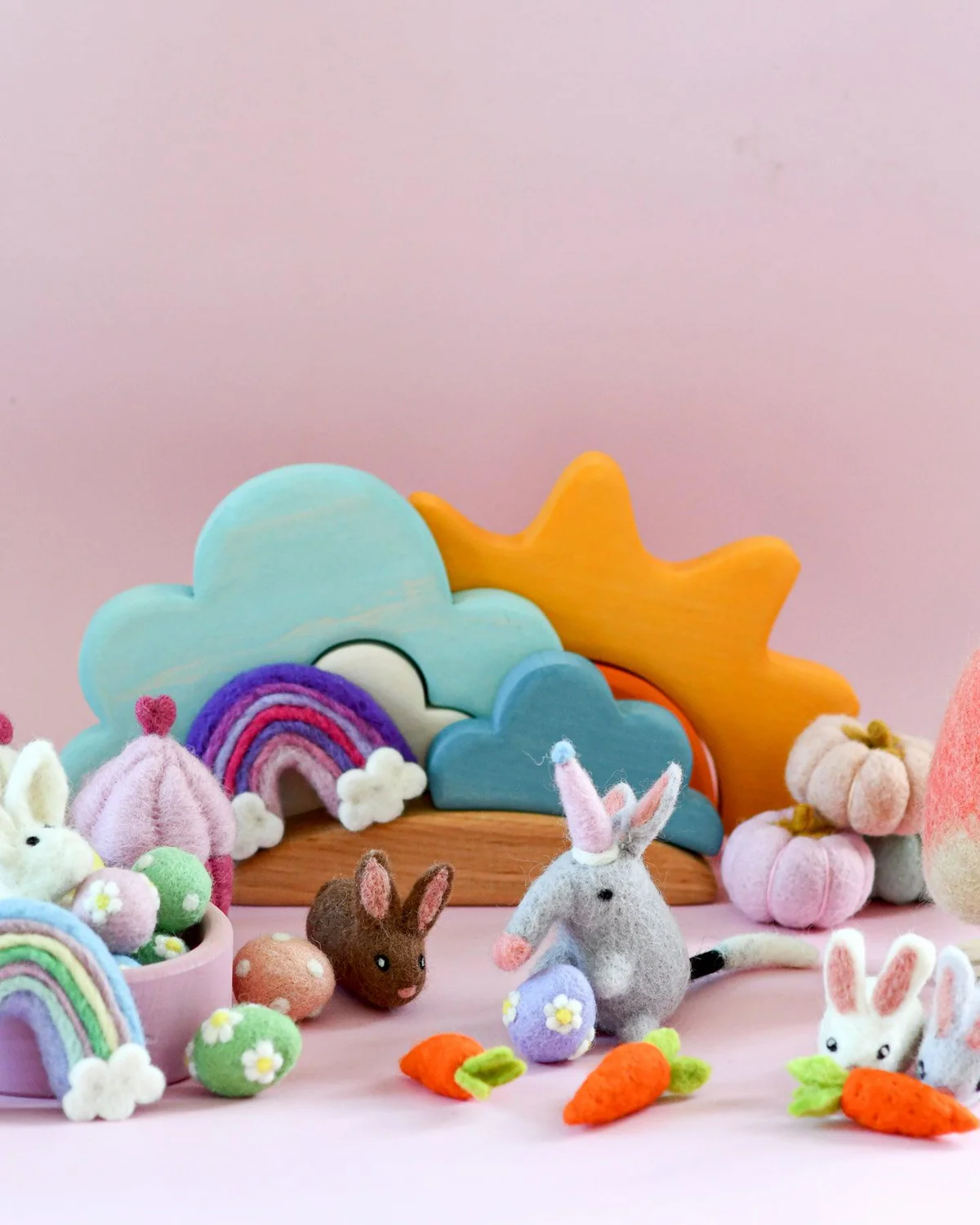 Felt Pastel Egg with Flowers
