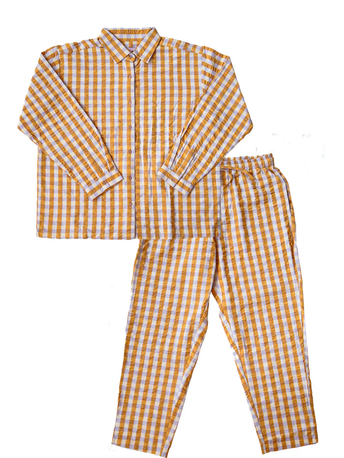 Mango Seersucker Long Sleeve Pyjama Set