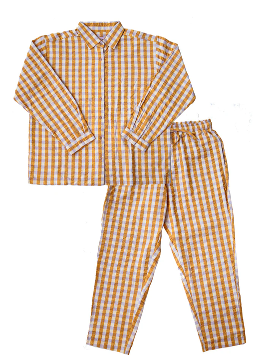 Mango Seersucker Long Sleeve Pyjama Set