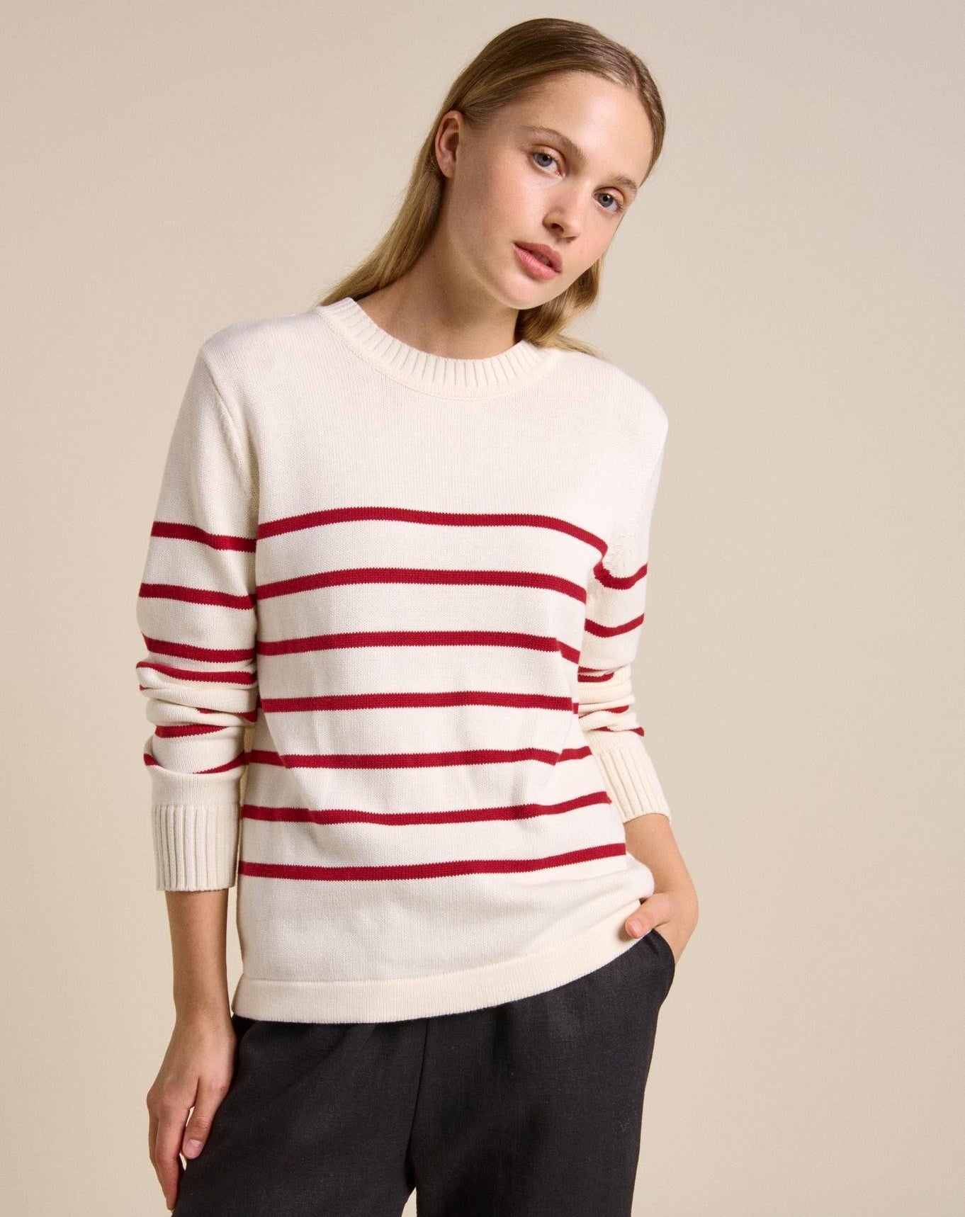Serena Sweater - Cherry Stripe