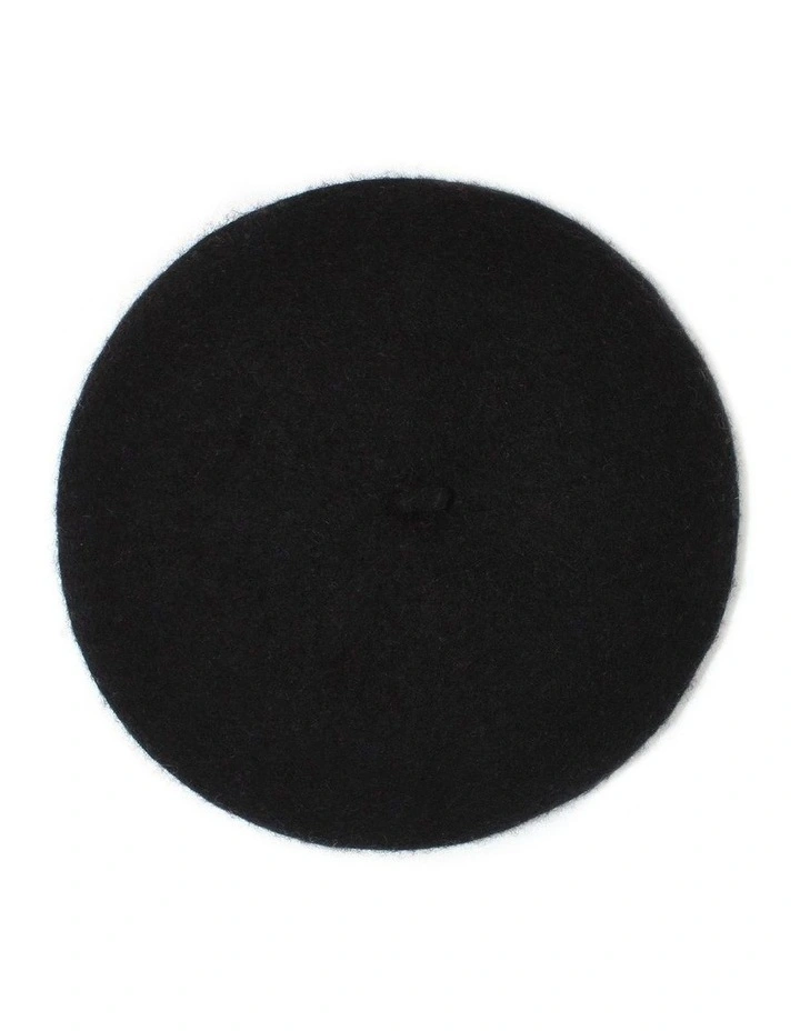 Lisa Wool Blend Beret - Black