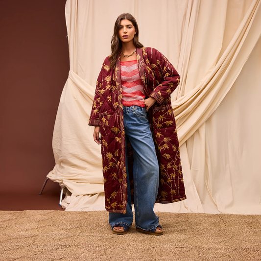 Aneta Quilted Robe - Rosewood