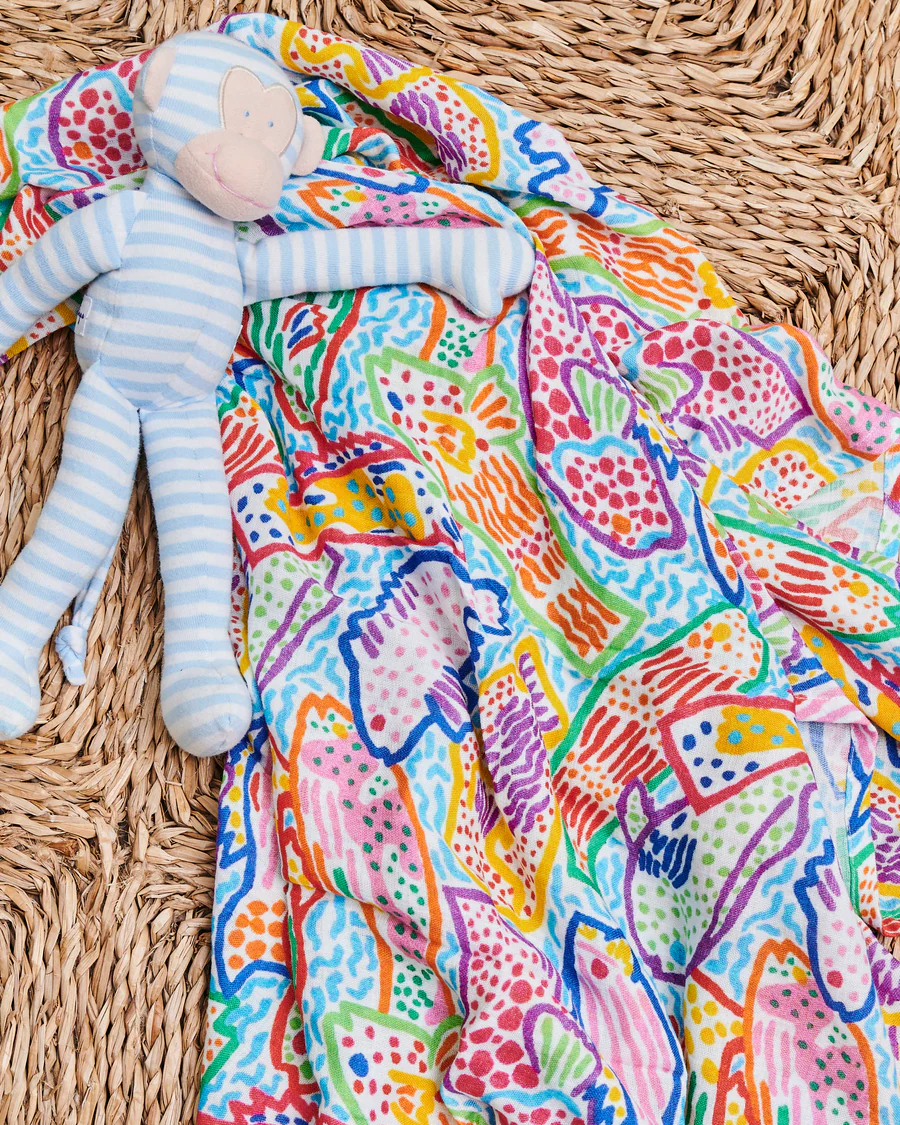 Kip & Co X Ken Done - Rainbow Fish Bamboo Swaddle