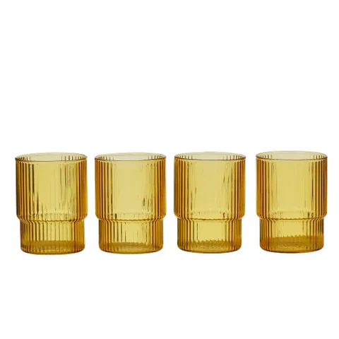 Cortes Amber Glass Tumblers - Set of 4