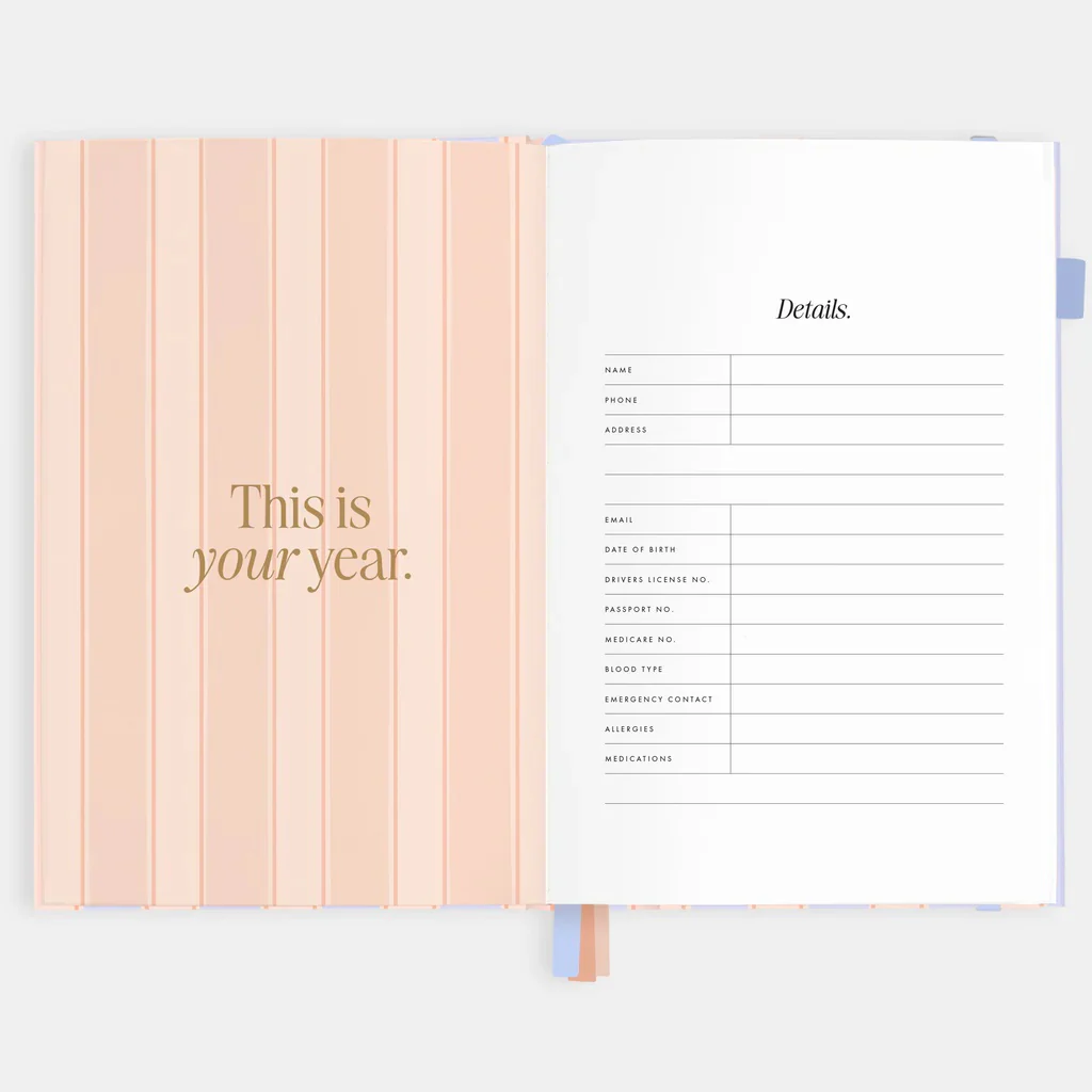 2026 A5 Horizontal Planner - Powder Stripe