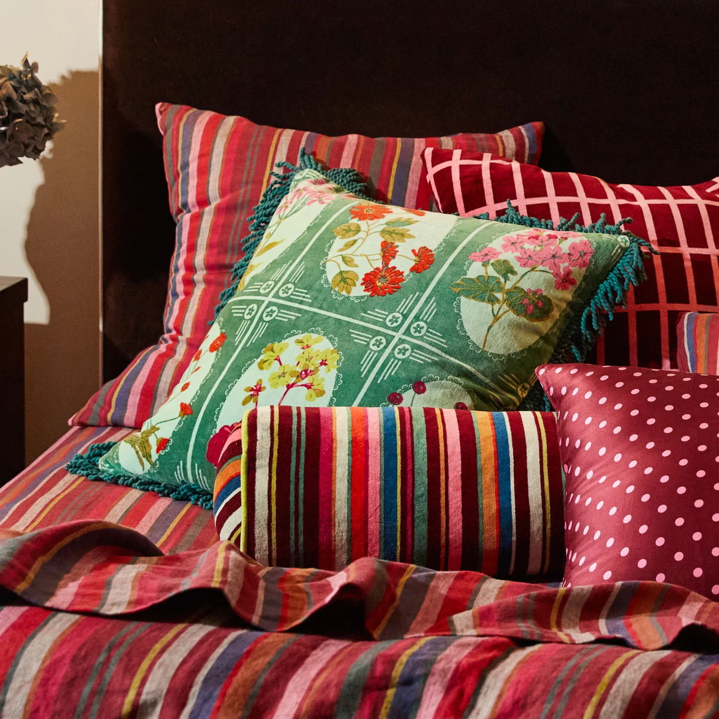 Gigi Velvet Cushion - Forest
