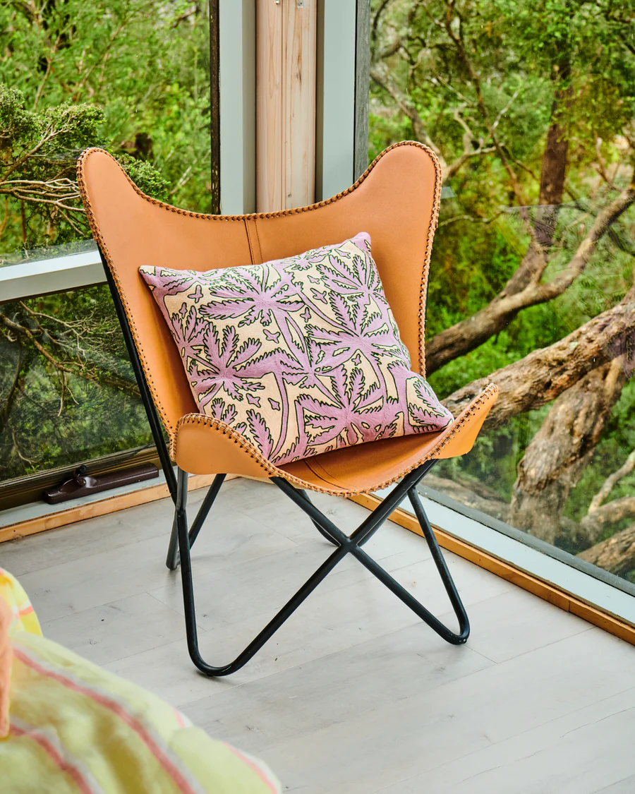 Balmy Palmy Embroidered Cushion