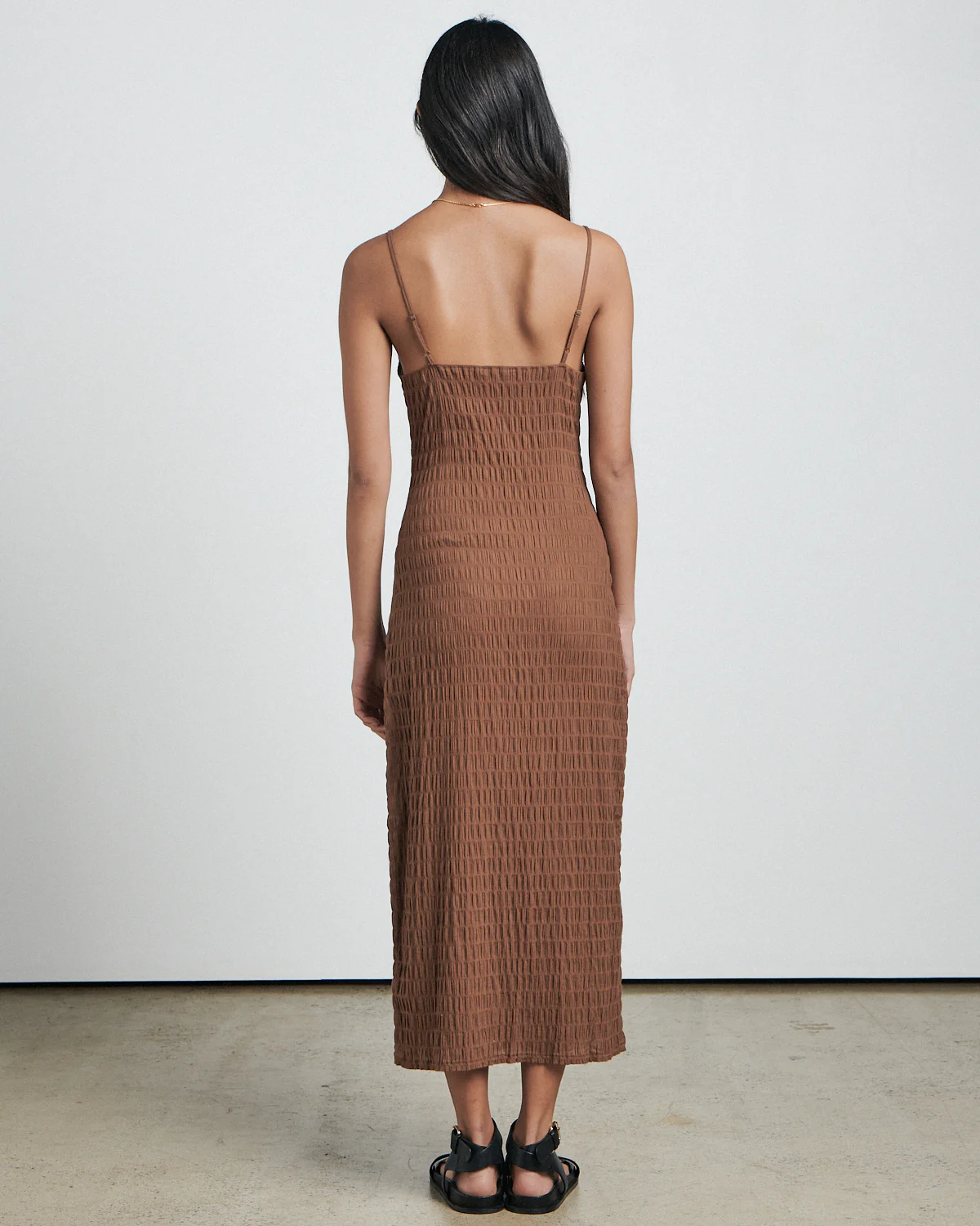 The Shirring Midi Dress - Earth