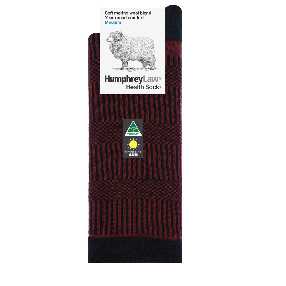 Fine Merino Wool Patterned Men’s Health Sock
