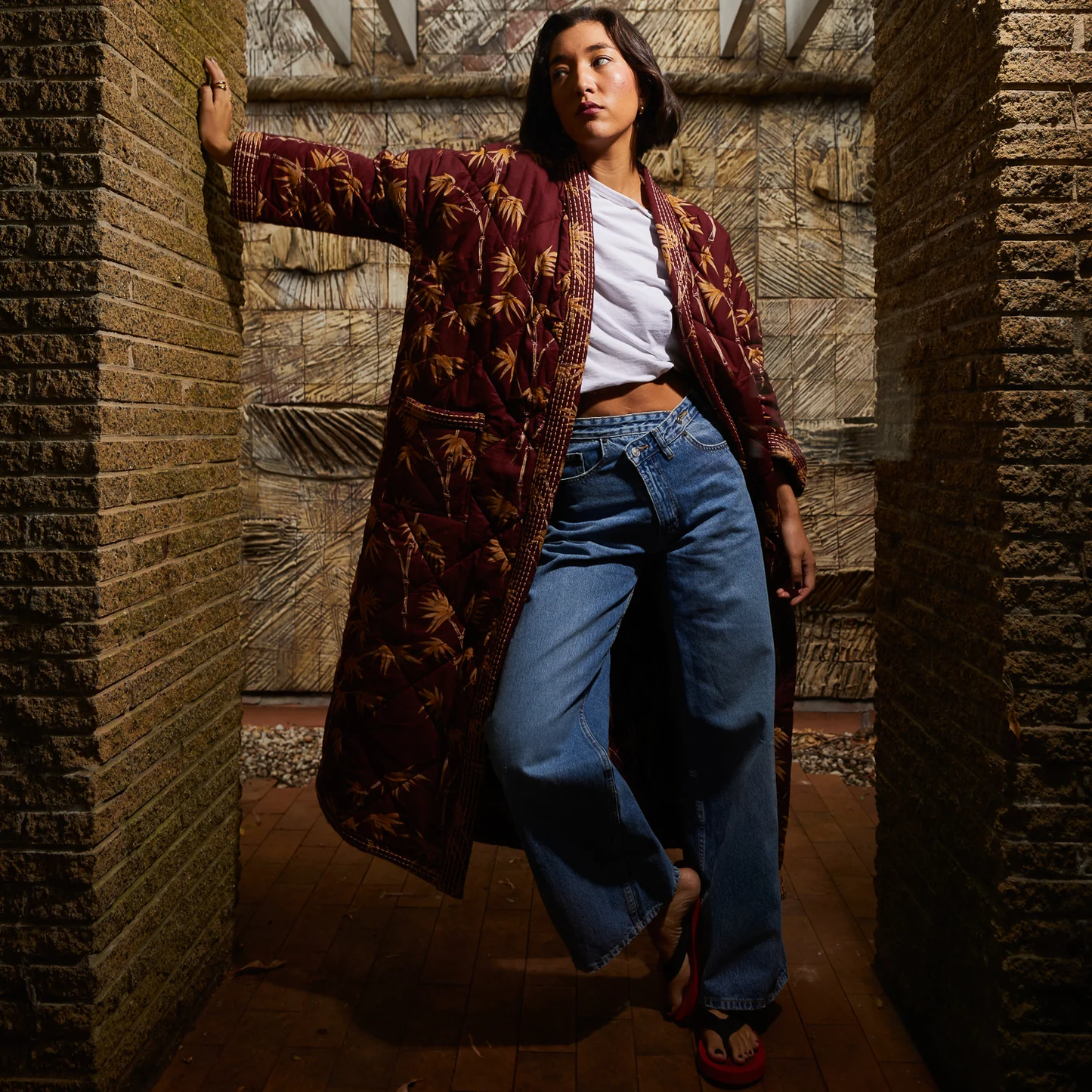 Aneta Quilted Robe - Rosewood
