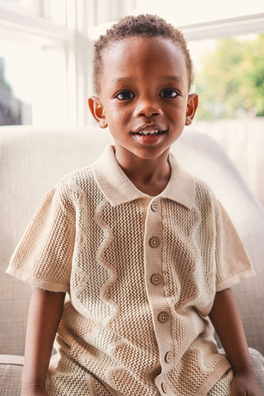 Mesh Knit Short Sleeve Shirt - Shell