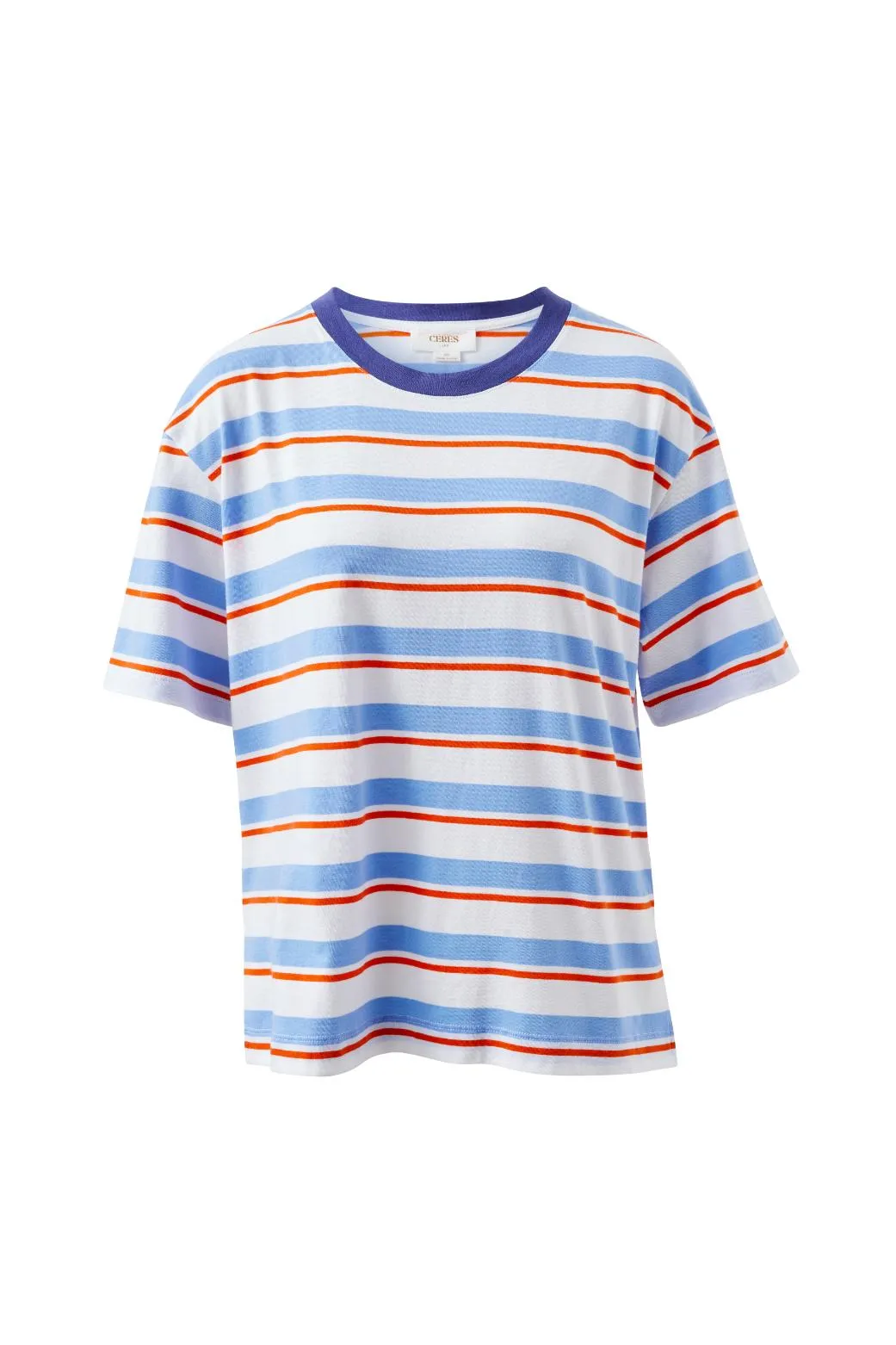 Stevie Slouchy Tee - Sky Blue & Flame Stripe