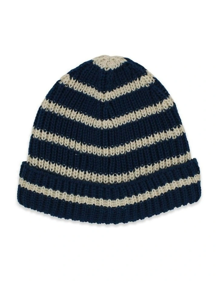 Rowan Mini Stripe Beanie - Navy