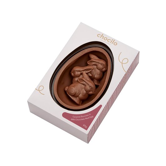 Milk Caramel Bunnies in Milk Chocolate Nest Egg Gift Box
