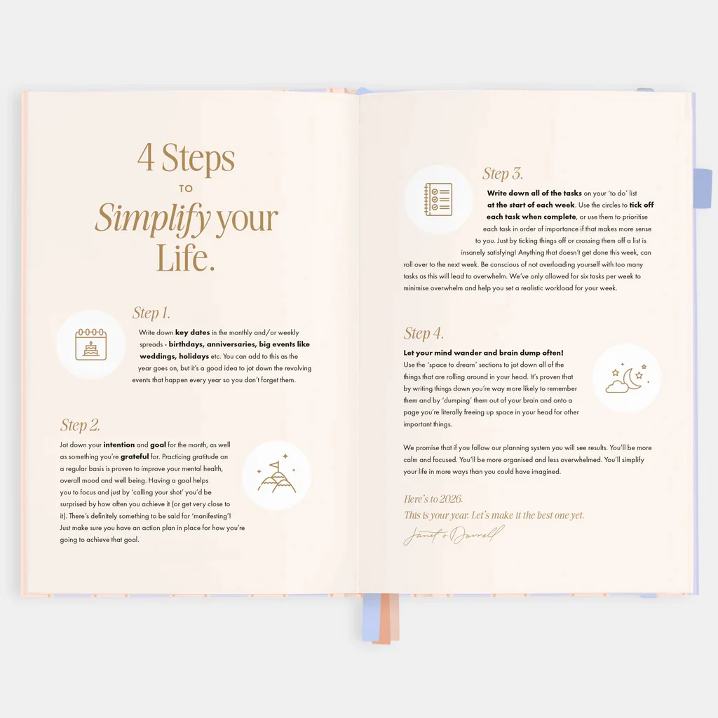 2026 A5 Horizontal Planner - Powder Stripe