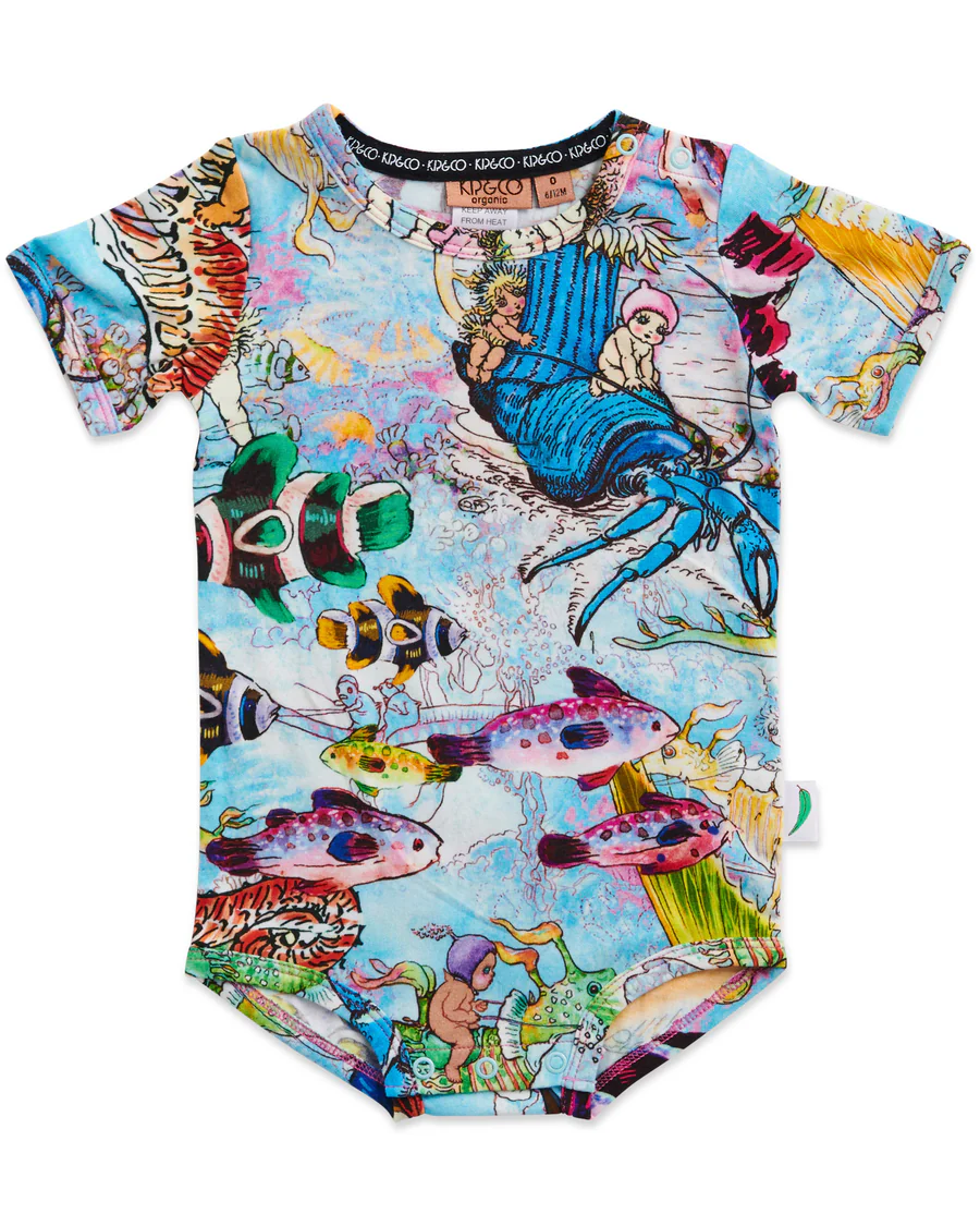 May Gibbs Waterworld Organic Short Sleeve Romper