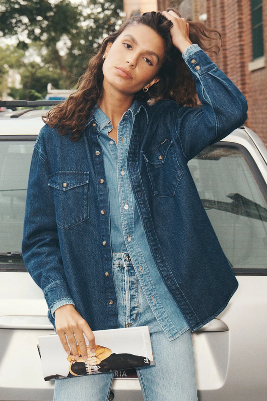 Organic Denim Overshirt in Vintage Blue