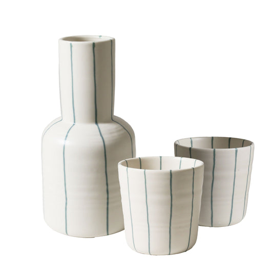 Carafe + 2 Cups Set - Coastal Junction Stripe