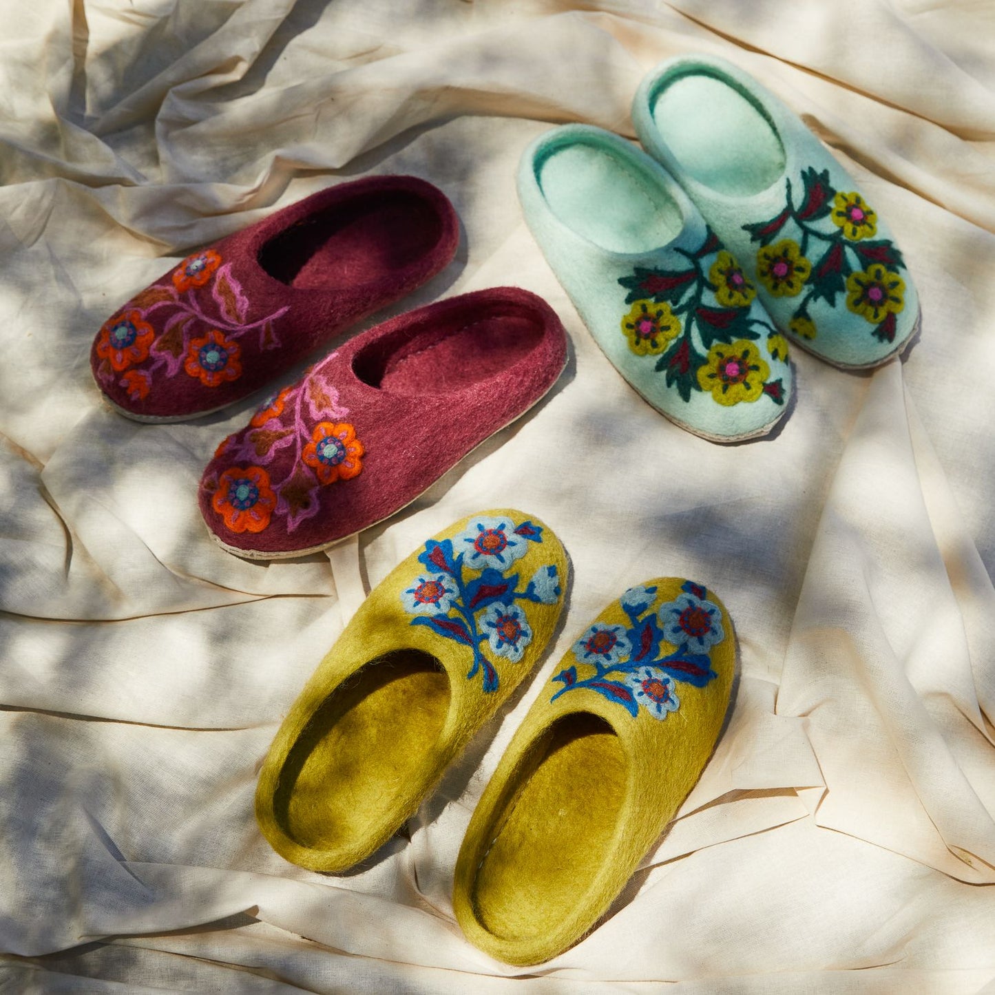 Marie Felt Slippers - Jade