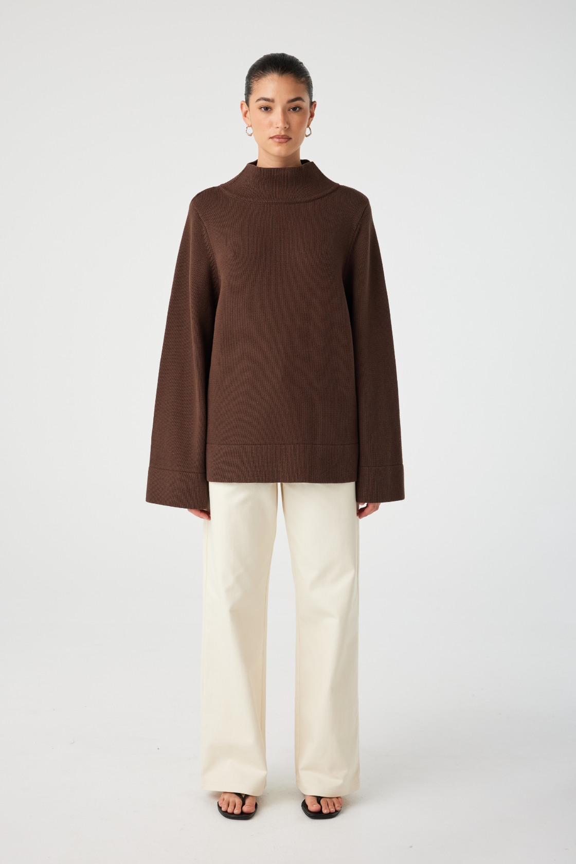 Ida Funnel Neck Sweater - Espresso