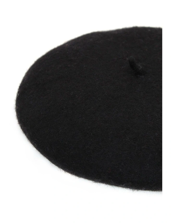 Lisa Wool Blend Beret - Black