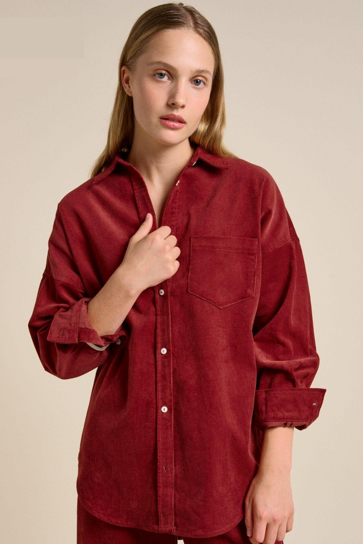 Khaite Cord Shirt - Cherry
