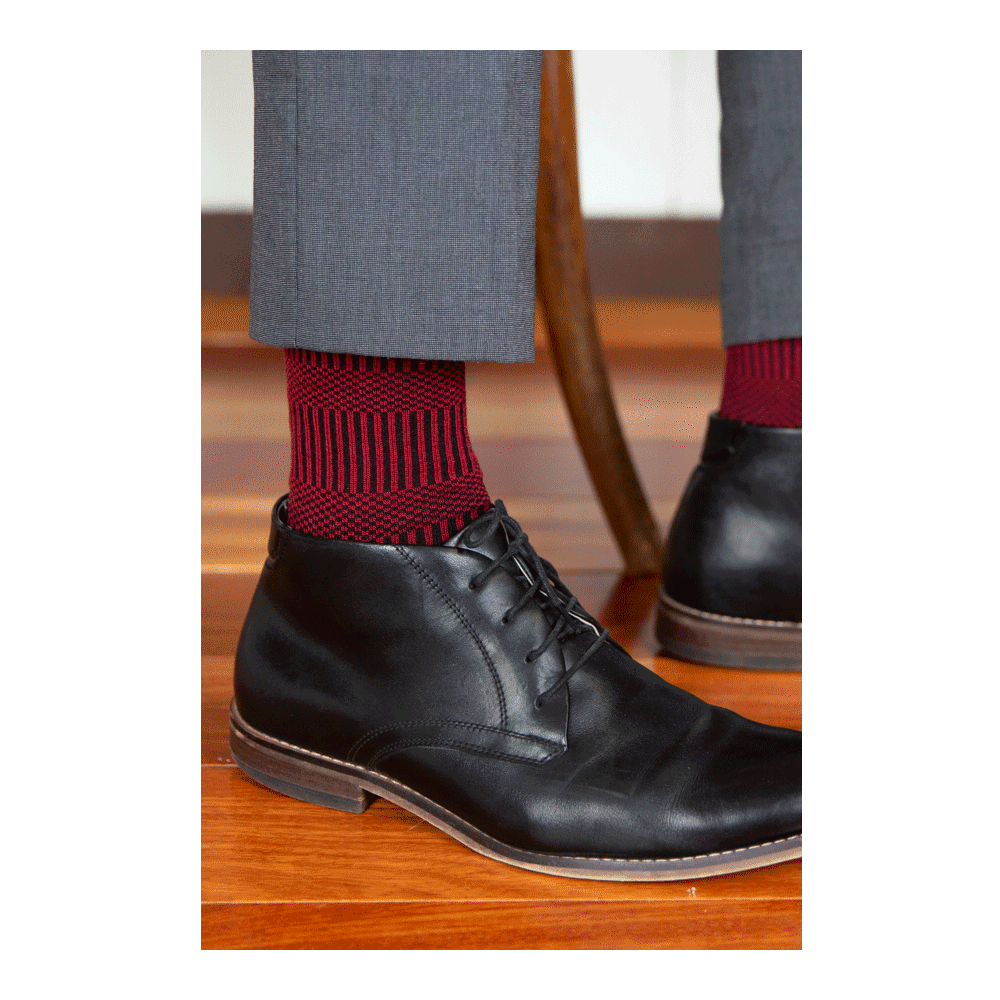 Fine Merino Wool Patterned Men’s Health Sock