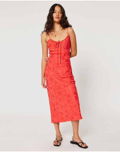 Georgie Slip Dress Jacquard - Cherry