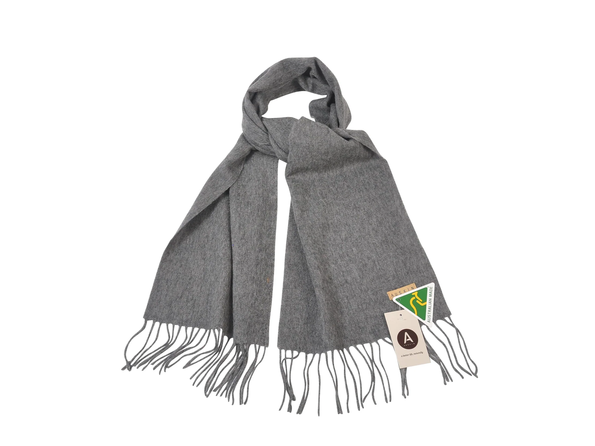 100% Wool Scarf - Light Charcoal